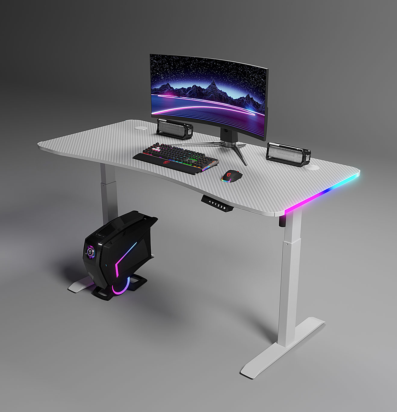 Gero-Gaming-Electric-Standing-Desk-140x60-LED-Carbon-Fibre-White-2.jpeg